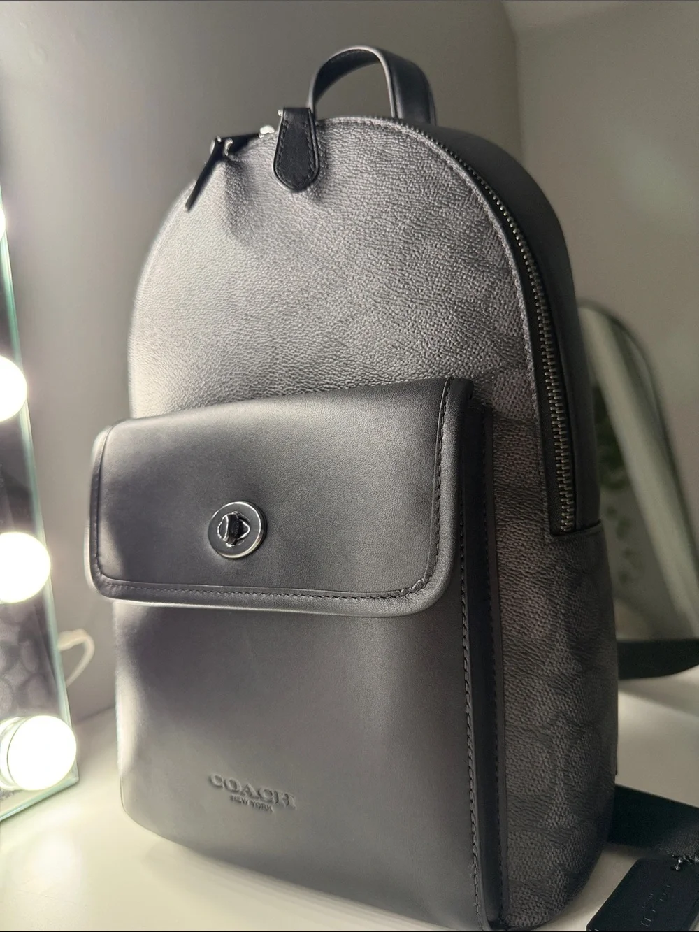 Coach Black Signature Canvas & Leather Backpack